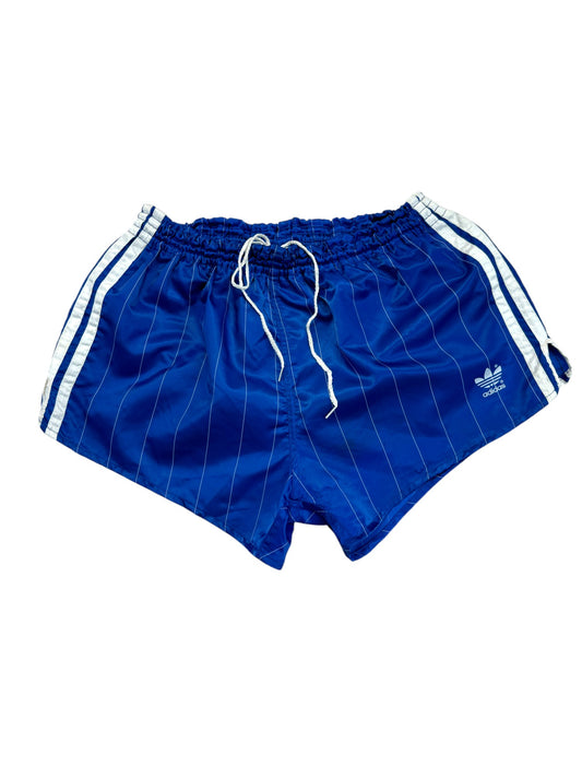 Vintage Adidas Shorts 80s Glanz Sprinter Nadelstreifen Made In West Germany Blau M-L