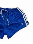 Vintage Adidas Shorts 80s Glanz Sprinter "Santiago" Nadelstreifen Made In West Germany Blau M-L