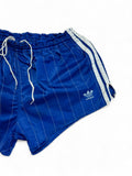 Vintage Adidas Shorts 80s Glanz Sprinter "Santiago" Nadelstreifen Made In West Germany Blau M-L