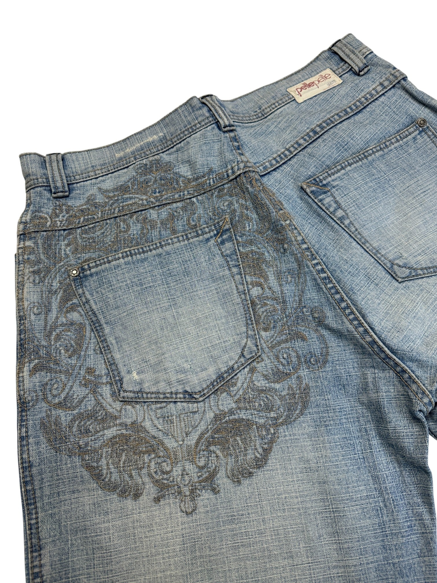 90s Pelle Pelle Baggy Jeans Made In Hong Kong Hellblau W36 L34 - RareRags