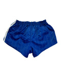 Vintage Adidas Shorts 80s Glanz Sprinter "Santiago" Nadelstreifen Made In West Germany Blau M-L