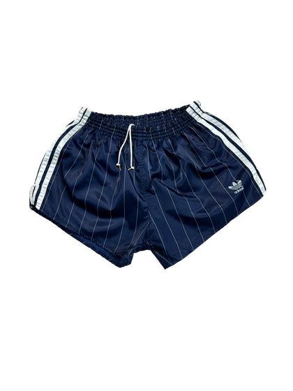 Vintage Adidas Shorts 80s Glanz Sprinter "Santiago" Nadelstreifen Made In West Germany Dunkelblau D7 L