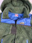 Vintage Titicaca Sherpa-Fleecejacke Mit Kapuze 90s Japanese Brand Grün Blau XS-S