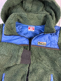 Vintage Titicaca Sherpa-Fleecejacke Mit Kapuze 90s Japanese Brand Grün Blau XS-S