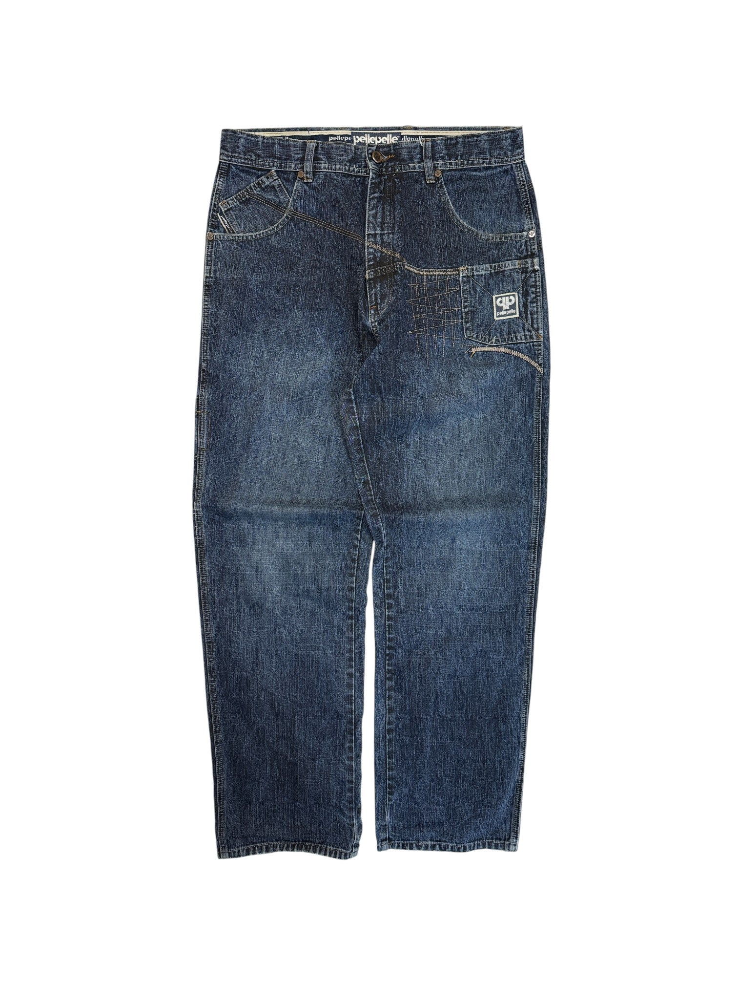 90s Pelle Pelle Baggy Jeans Limited Edition Dunkelblau W34 L34 - RareRags