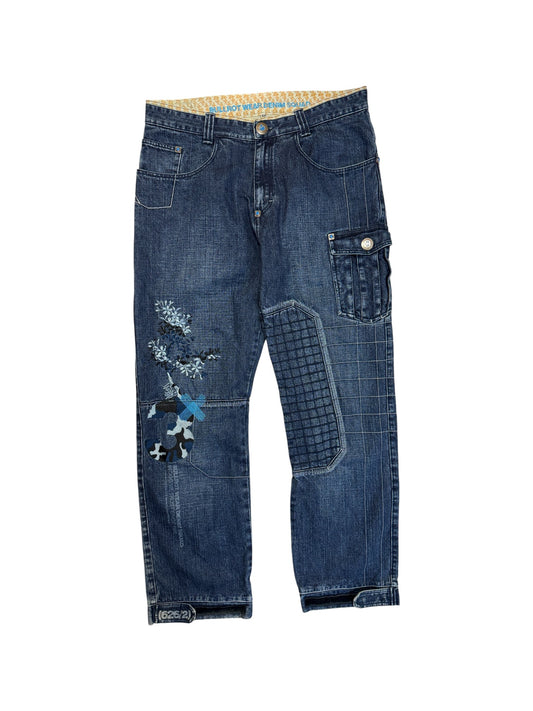 00s Bullrot Baggy Jeans Japanese Design Blau L-XL - RareRags