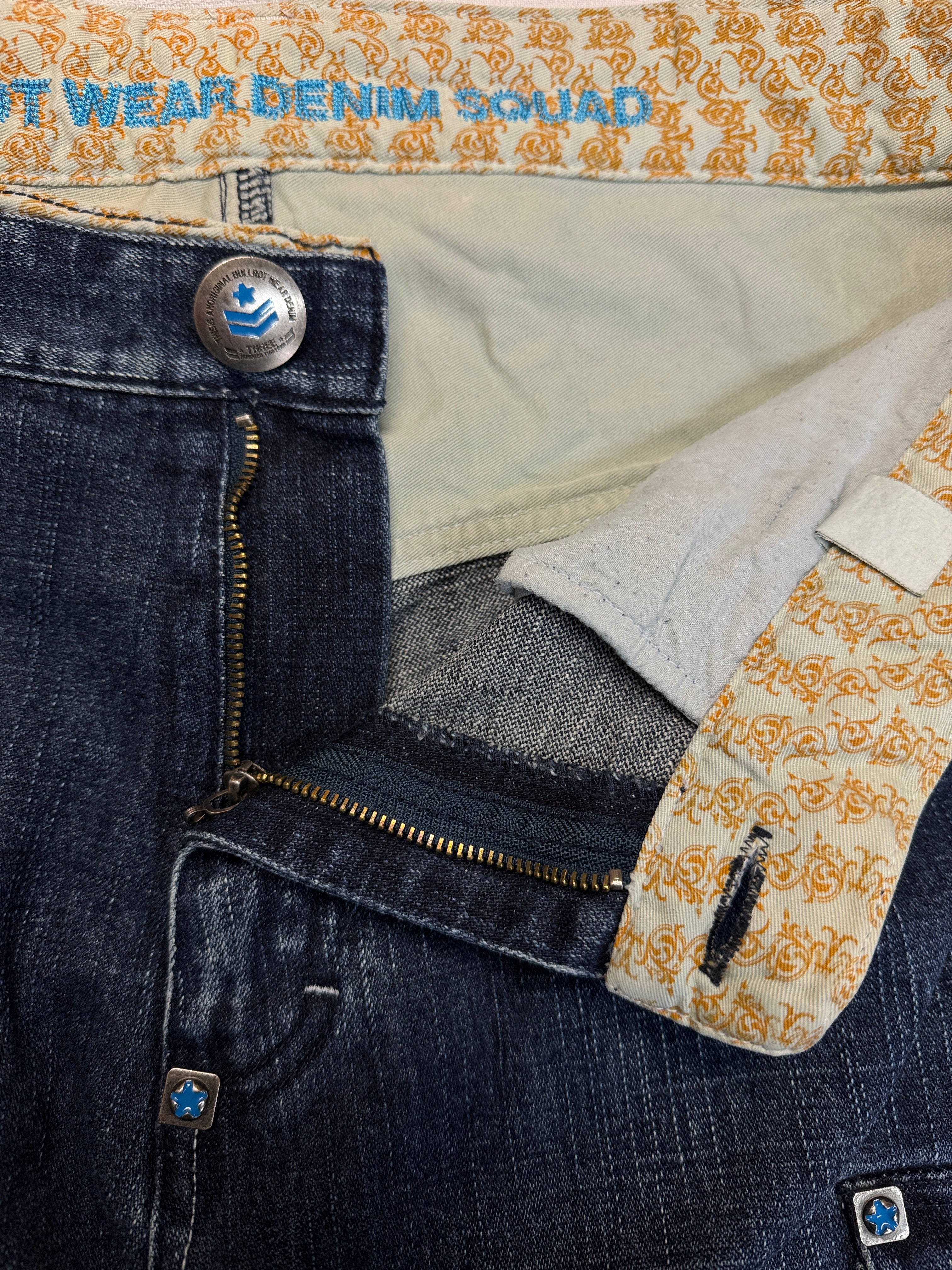 00s Bullrot Baggy Jeans Japanese Design Blau L-XL - RareRags