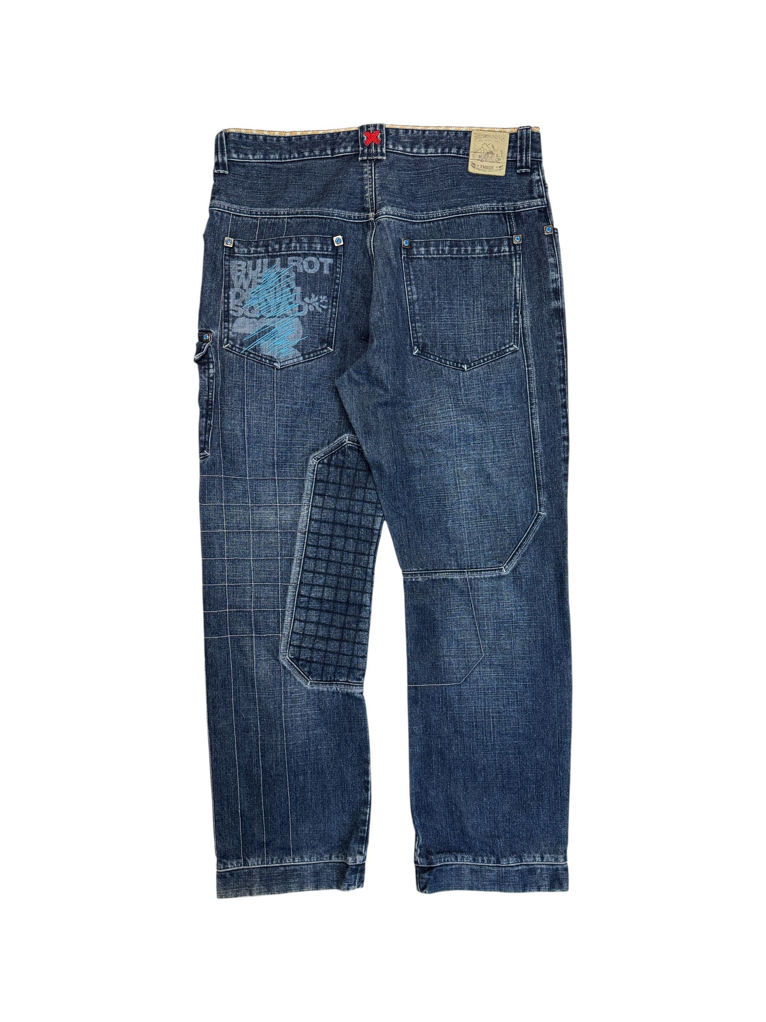 00s Bullrot Baggy Jeans Japanese Design Blau L-XL - RareRags