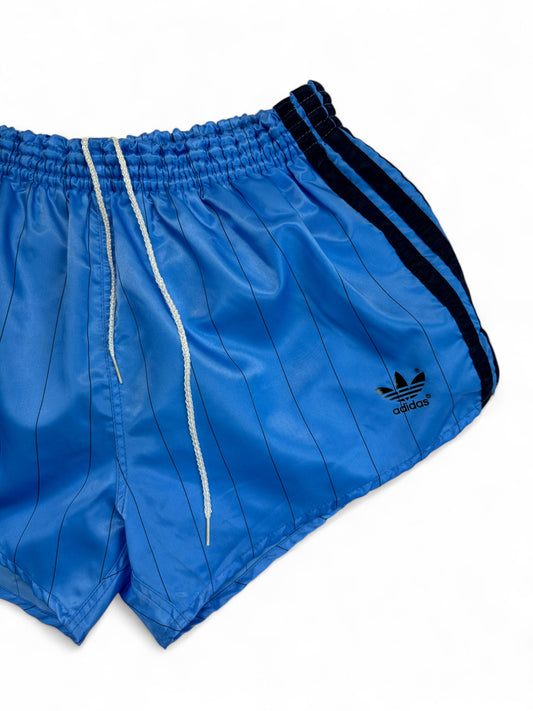 Vintage Adidas Shorts 80s Glanz Sprinter Nadelstreifen Made In West Germany Blau D6 M-L