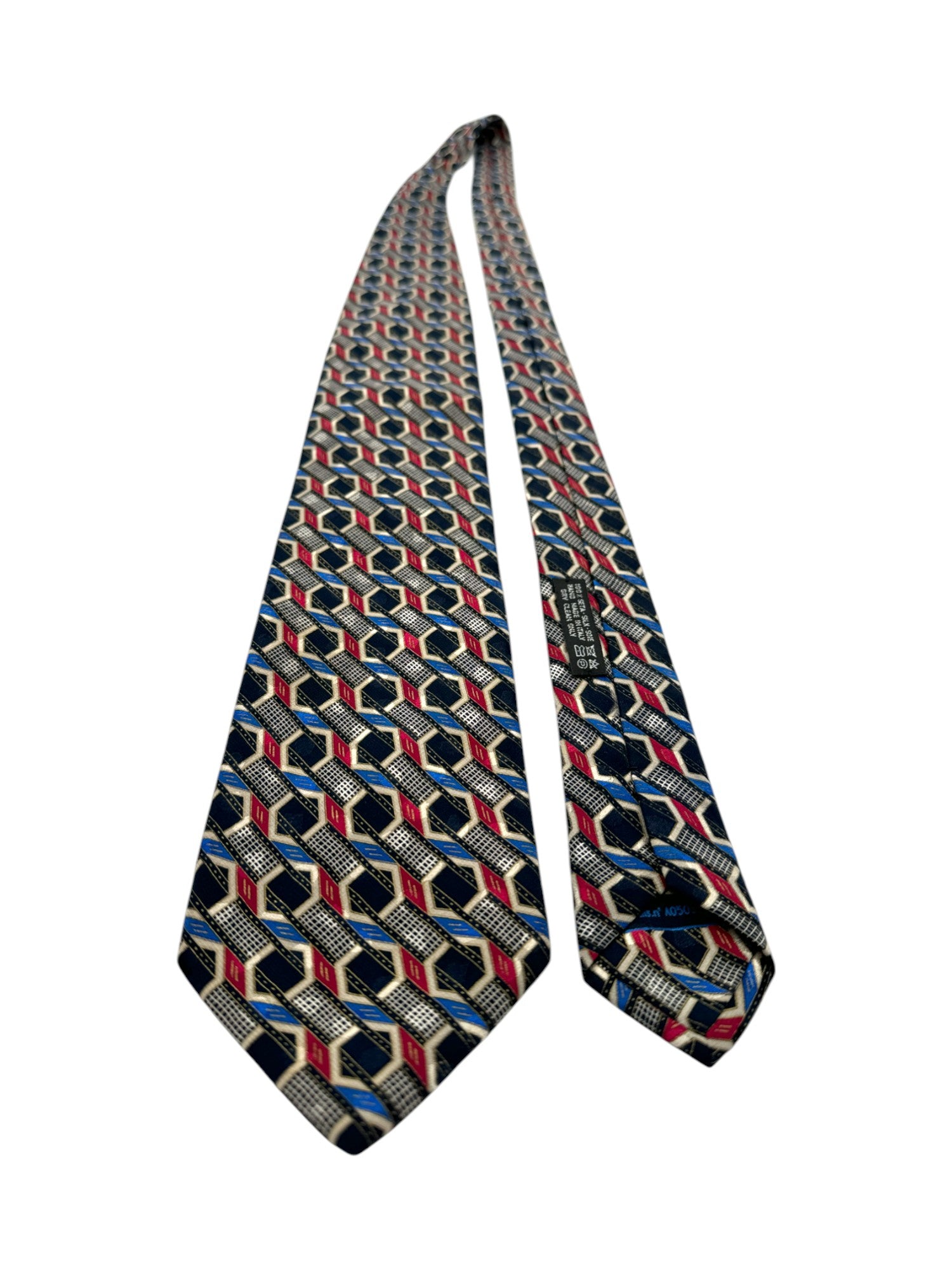 Vintage Brioni Krawatte 90s Seide Made In Italy Blau Rot - RareRags