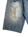 90s Pelle Pelle Jorts Baggy Embroidery Blau W34 - RareRags
