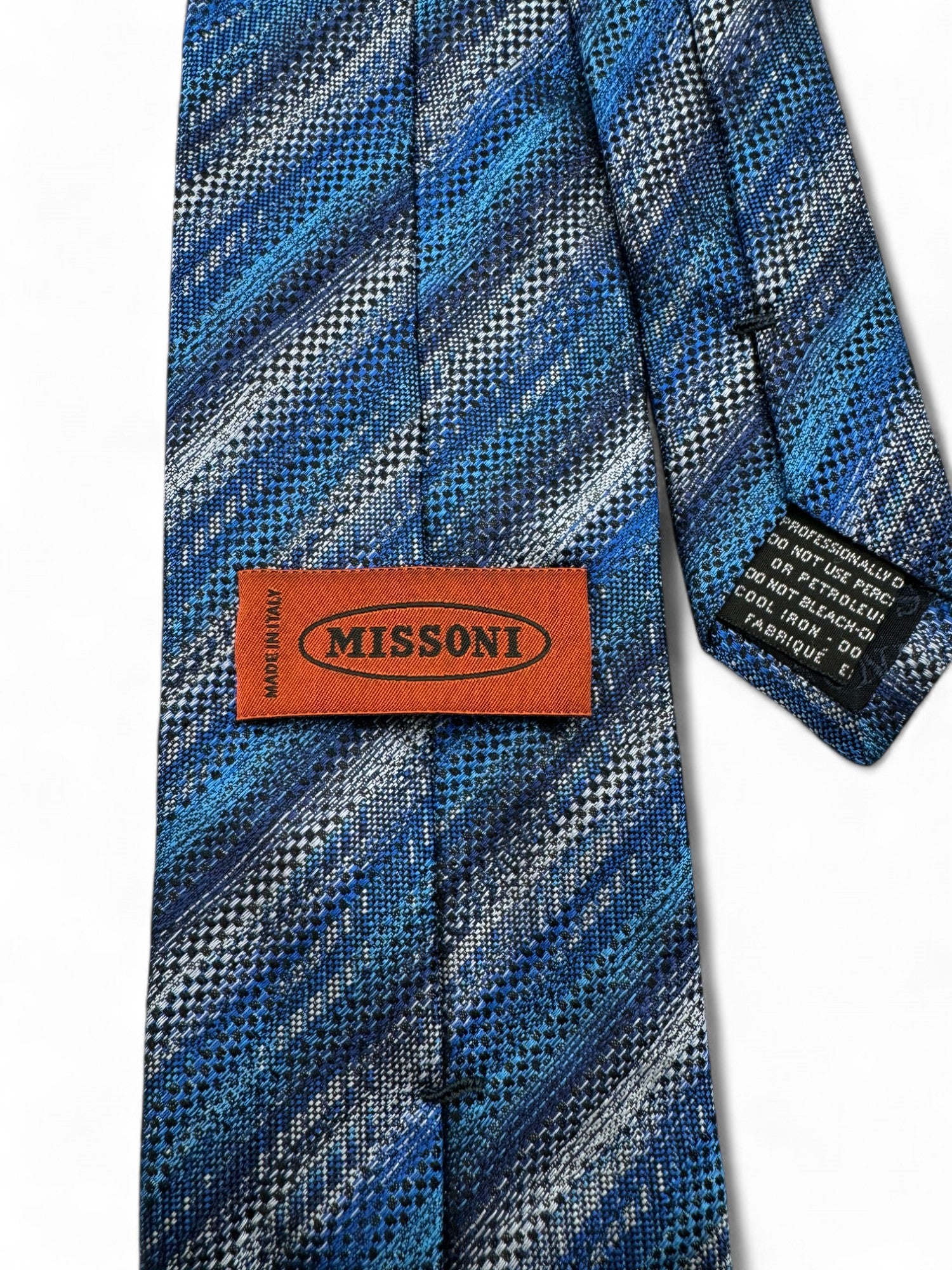 Vintage Missoni Krawatte 90s Made In Italy Seide Blau - RareRags