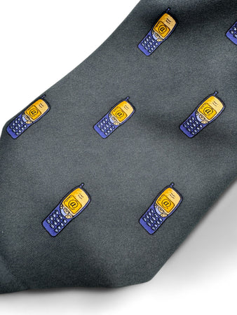 Olandre Krawatte 00s "Nokia" Handy Print Dunkelblau