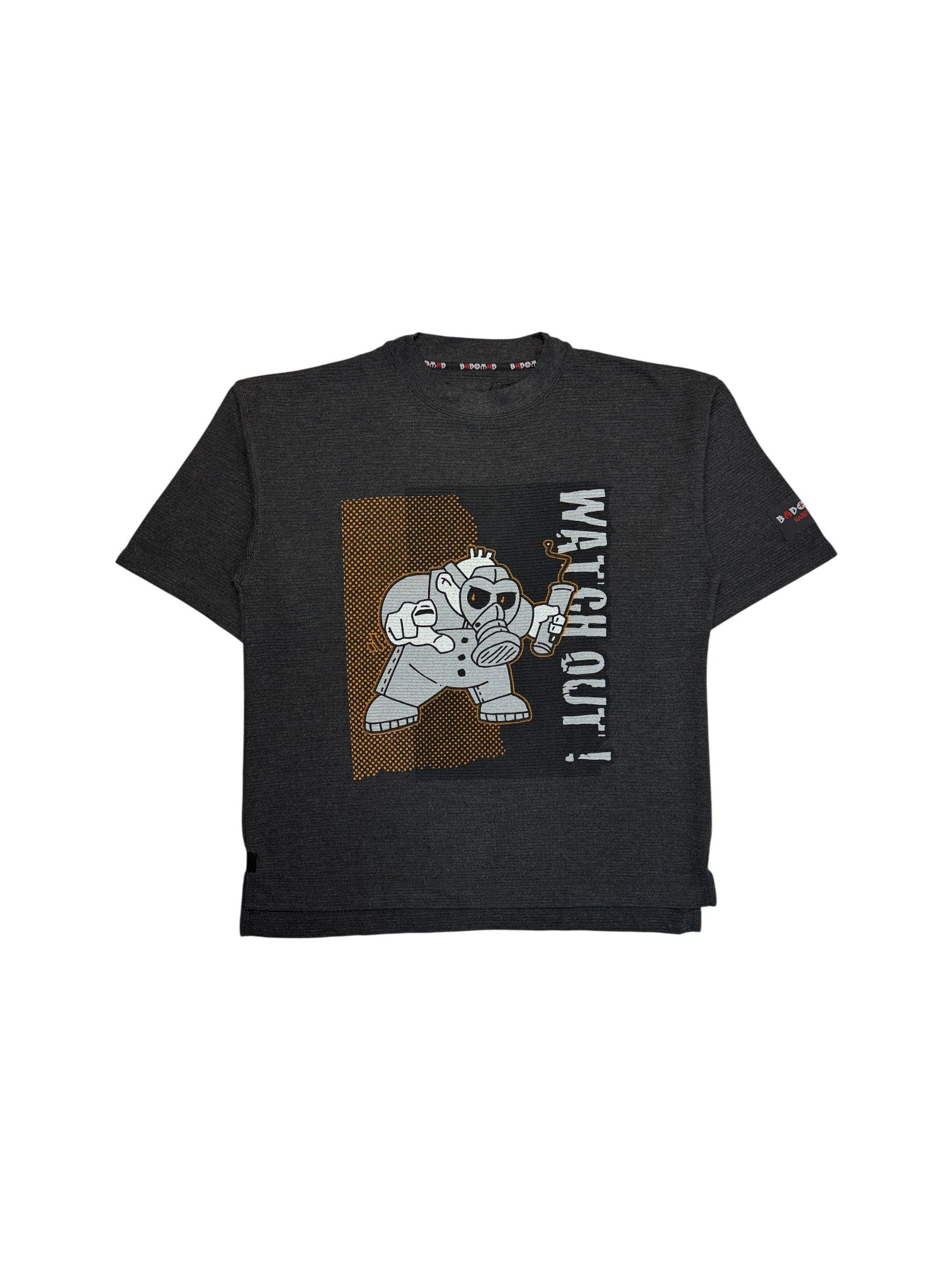 00s Bad+Mad Shirt "Watch out!" Dunkelgrau L - RareRags
