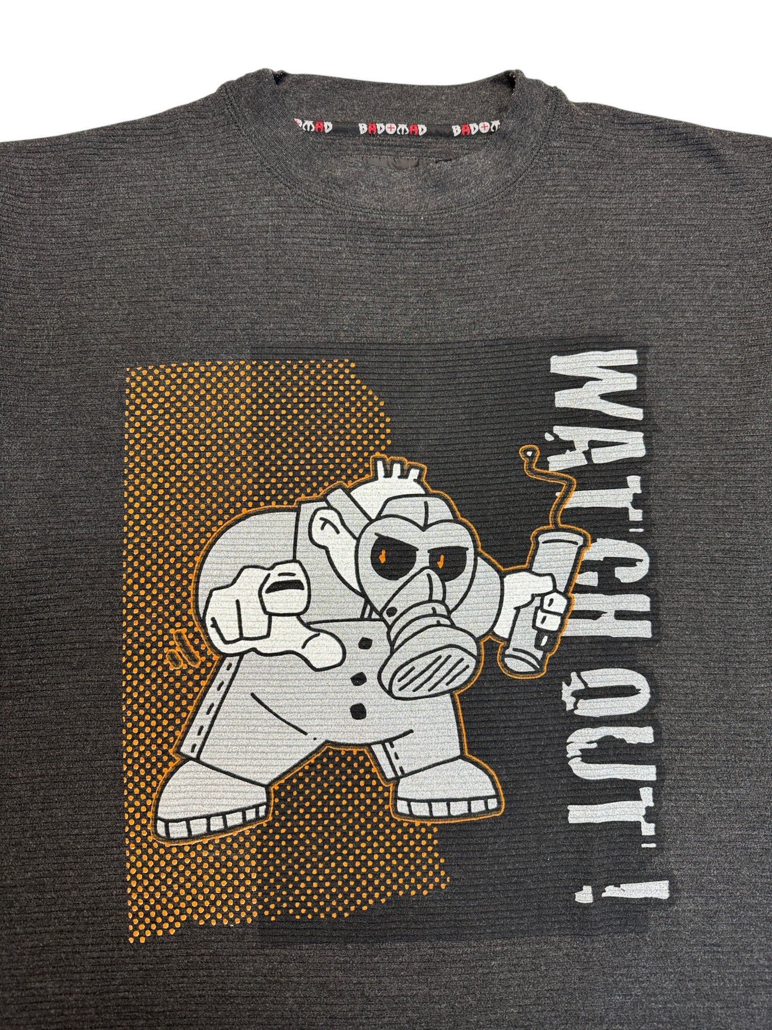 00s Bad+Mad Shirt "Watch out!" Dunkelgrau L - RareRags