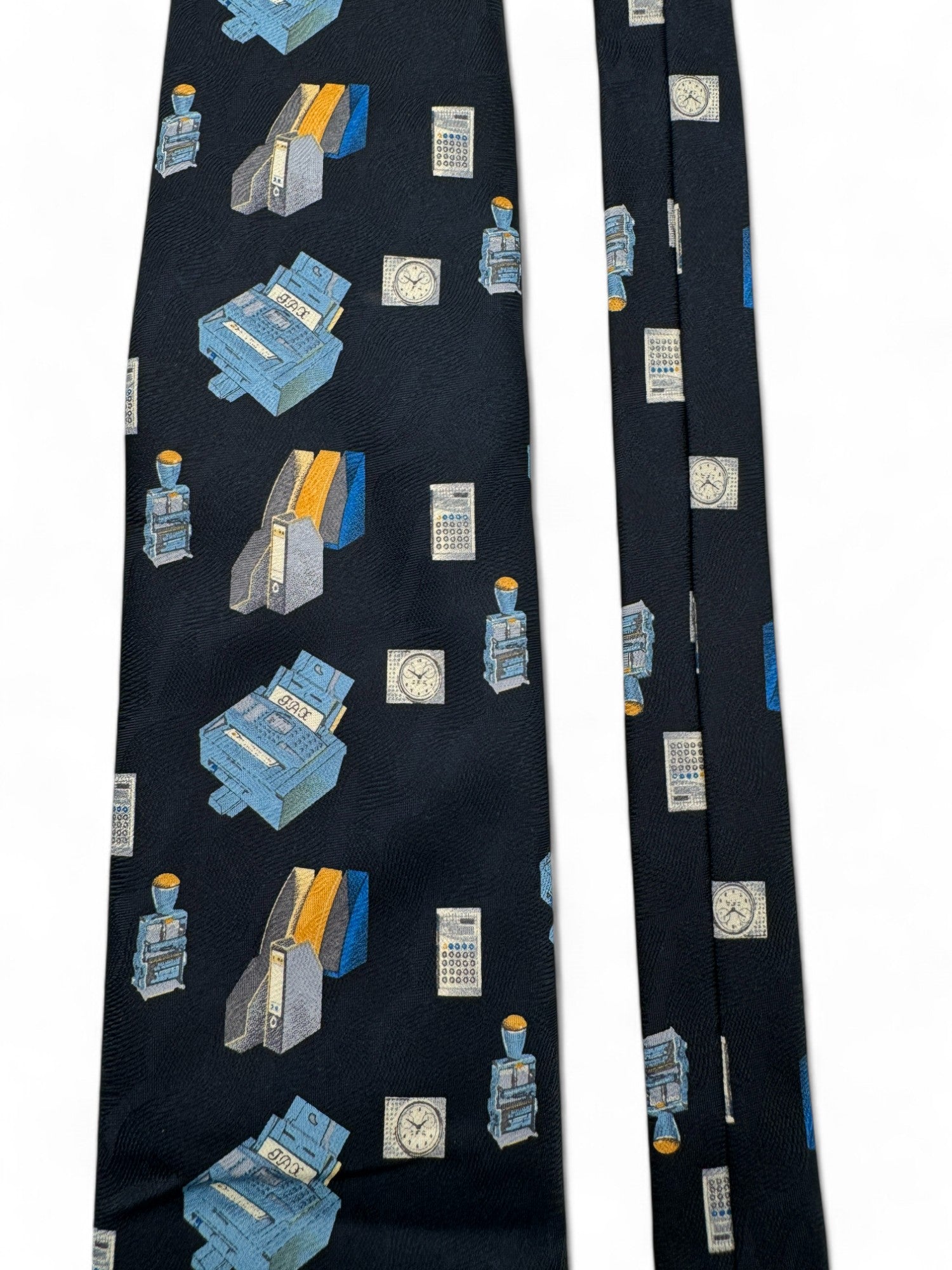 Olandre Krawatte 00s Office Print Dunkelblau - RareRags