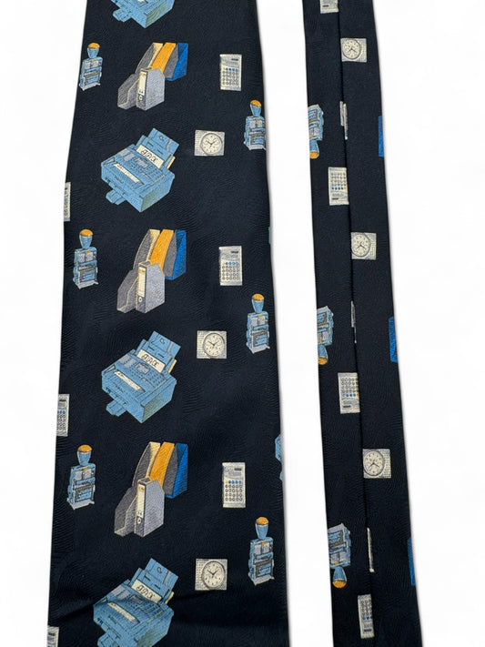 Olandre Krawatte 00s Office Print Dunkelblau