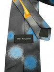 Vintage Krawatte 90s Trompeten Print Blau Grau