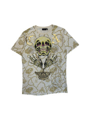 00s Christian Audigier Shirt Skull&Strass Weiß Gold XL - RareRags