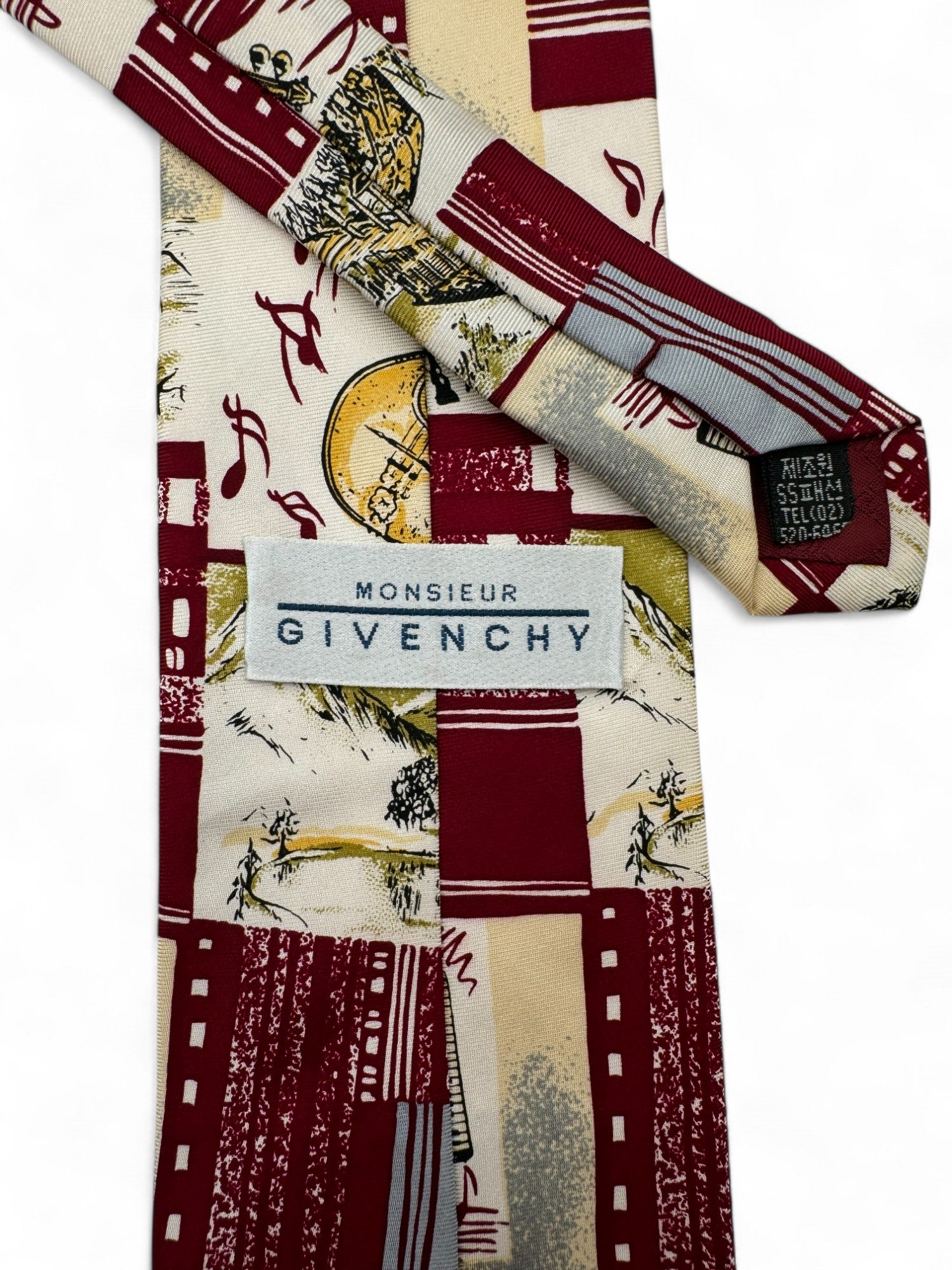 90s Givenchy Krawatte Violine Print Rot - RareRags