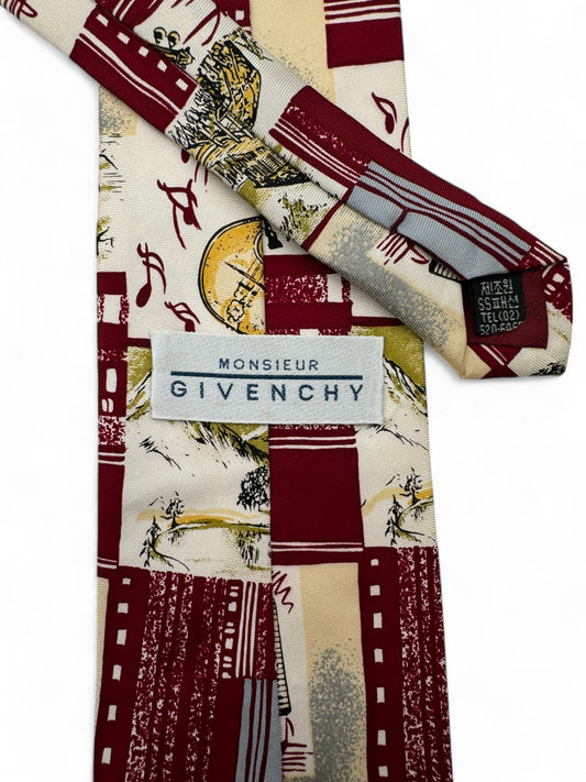 Vintage Givenchy Krawatte 90s Violine Print Rot