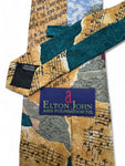 Vintage Elton John Krawatte 90s Aids Foundation Music Print Made In Italy Seide Bunt