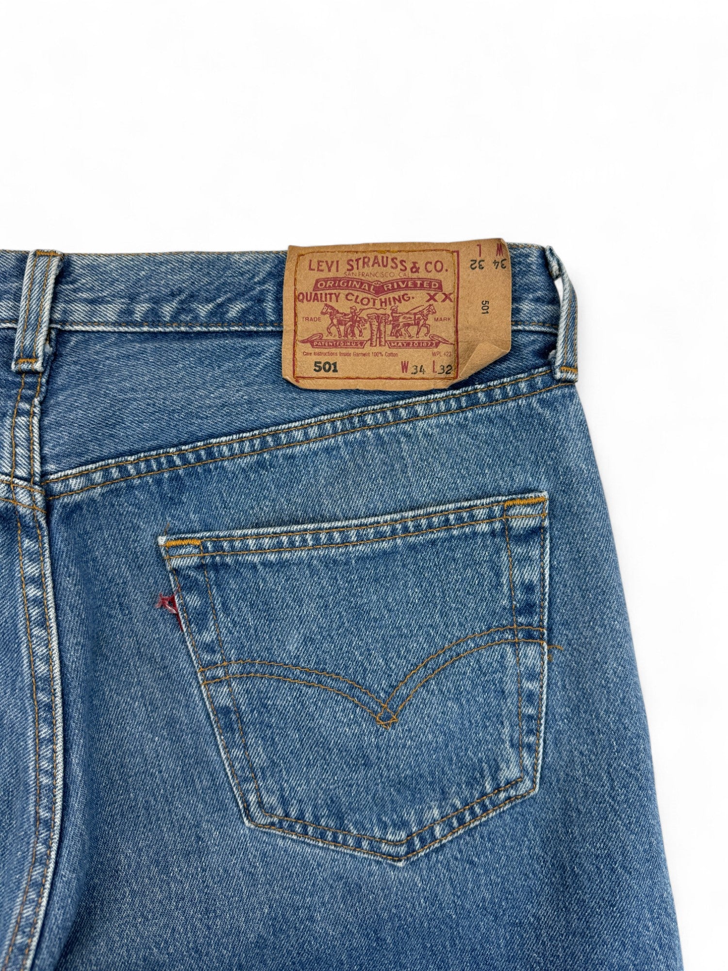 Vintage Levis Shorts 1996 501 Made In USA Gekürzt Blau W34