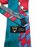 Vintage Juka Krawatte 90s Karneval Maske Print Seide Bunt