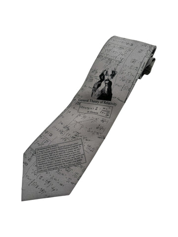 Vintage Robin Ruth Krawatte 90s Einstein Relativitätstheorie Print Grau