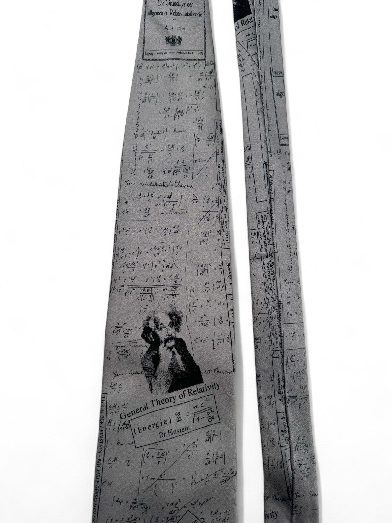 Vintage Robin Ruth Krawatte 90s Einstein Relativitätstheorie Print Grau - RareRags