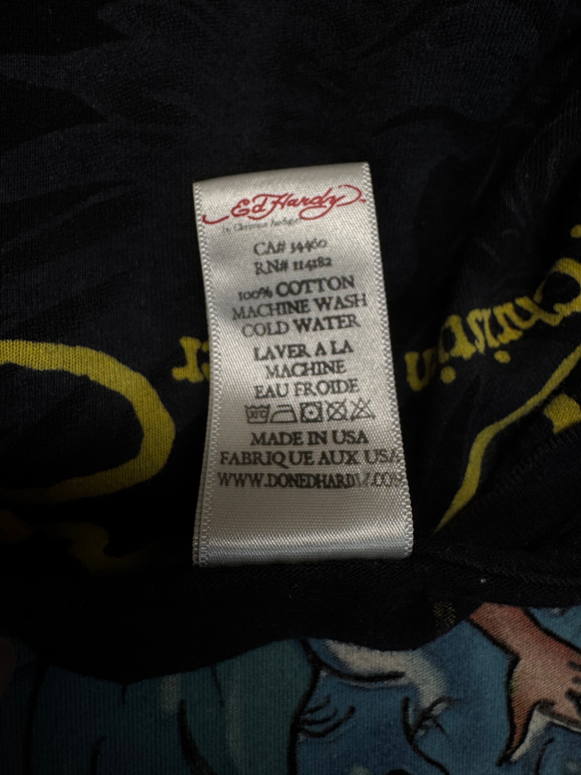 00s Ed Hardy Layered Longsleeve "Siren" Schwarz M - RareRags