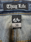 Thug Life Jorts Deadstock Y2K Baggy Dark Blue 36