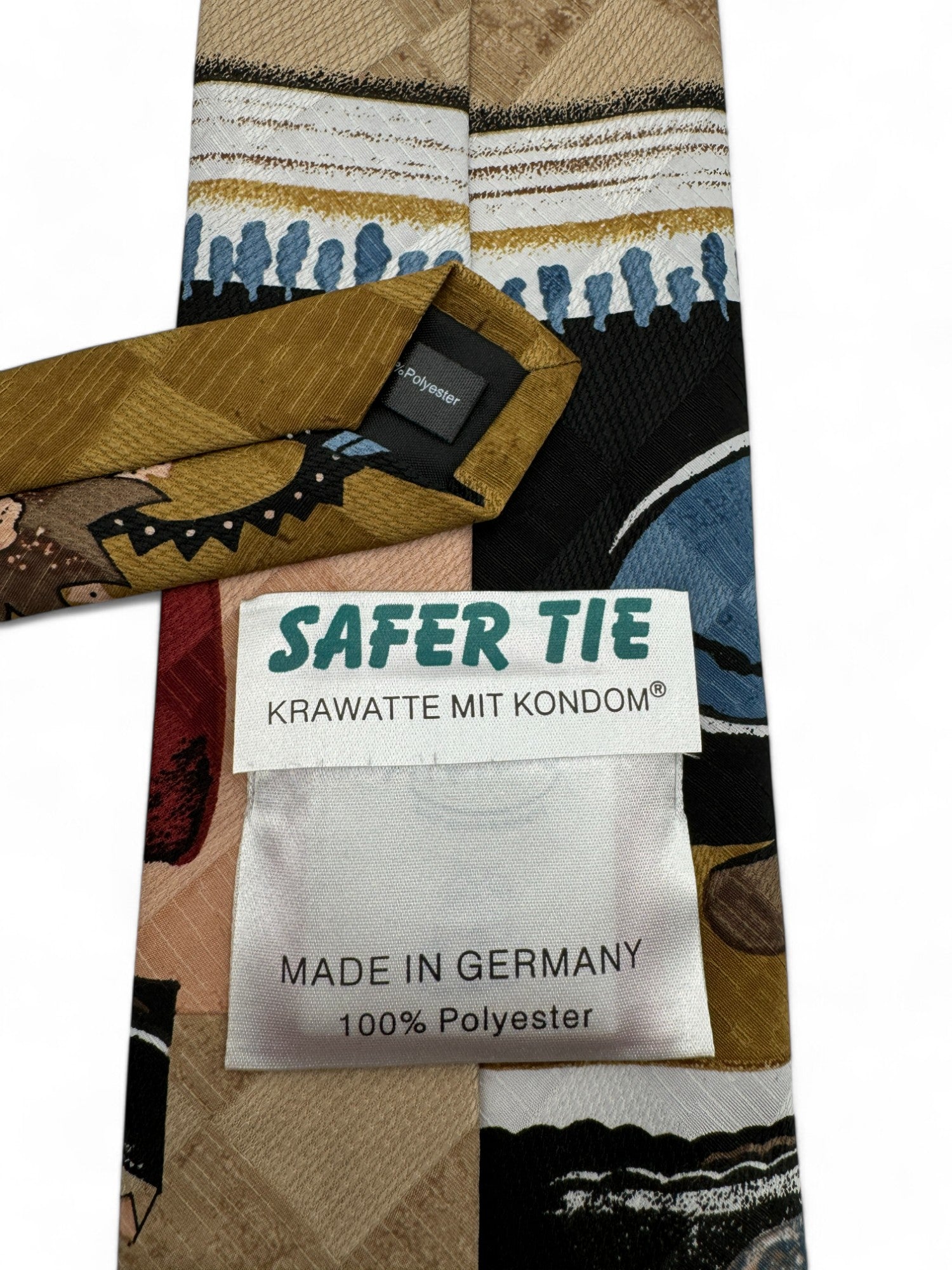 Vintage Safer Tie Krawatte 90s Mit Geheimer Tasche Für Kondom Blumenprint Made In Germany Bunt - RareRags