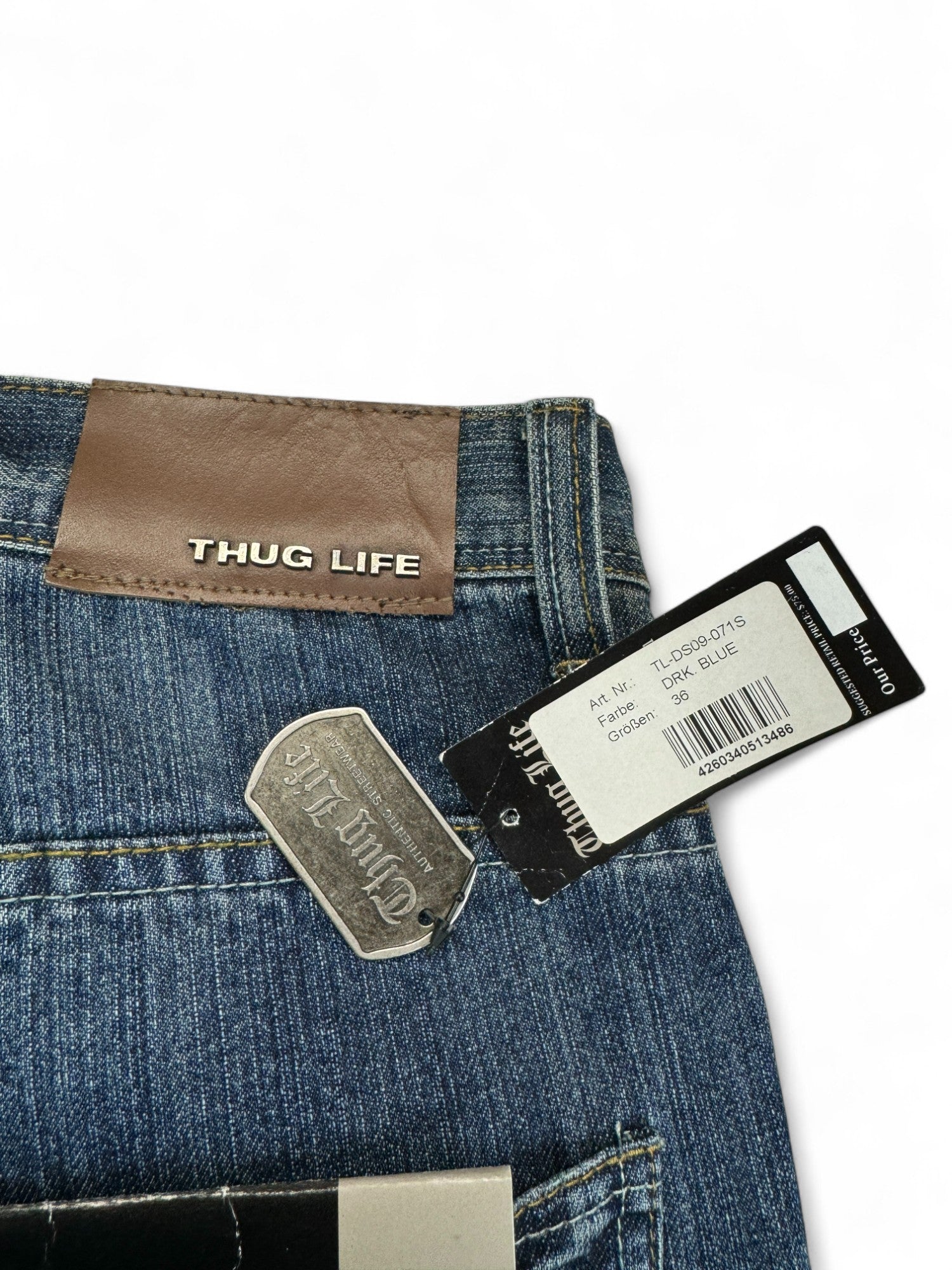 Thug Life Jorts Deadstock Y2K Baggy Dark Blue 36