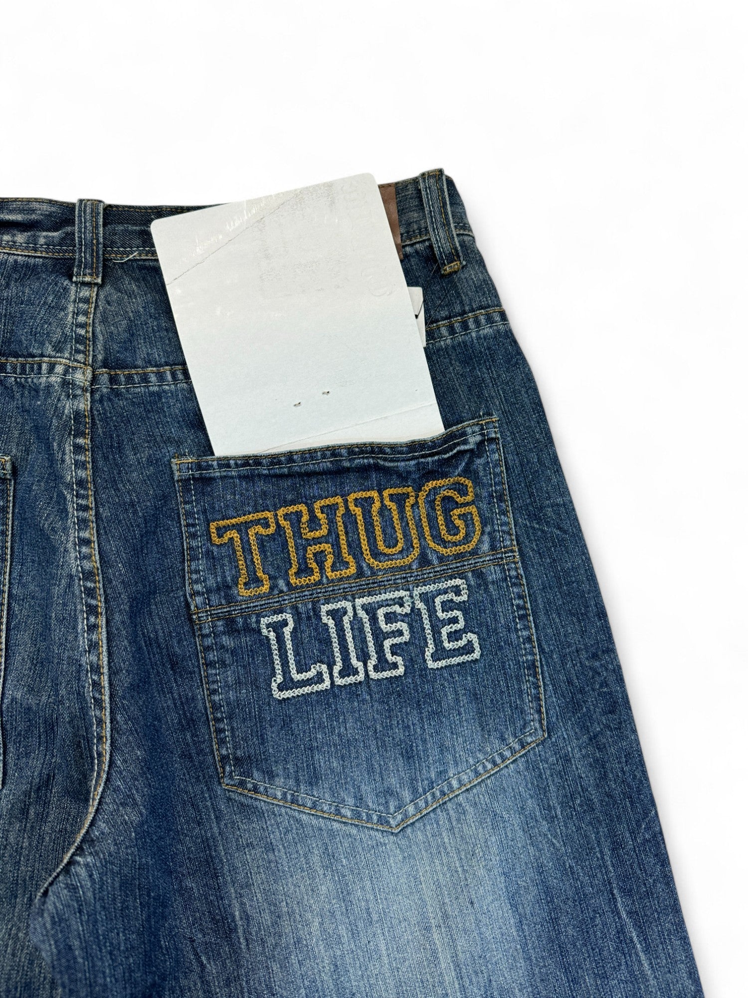 Thug Life Jorts Deadstock Y2K Baggy Dark Blue 36