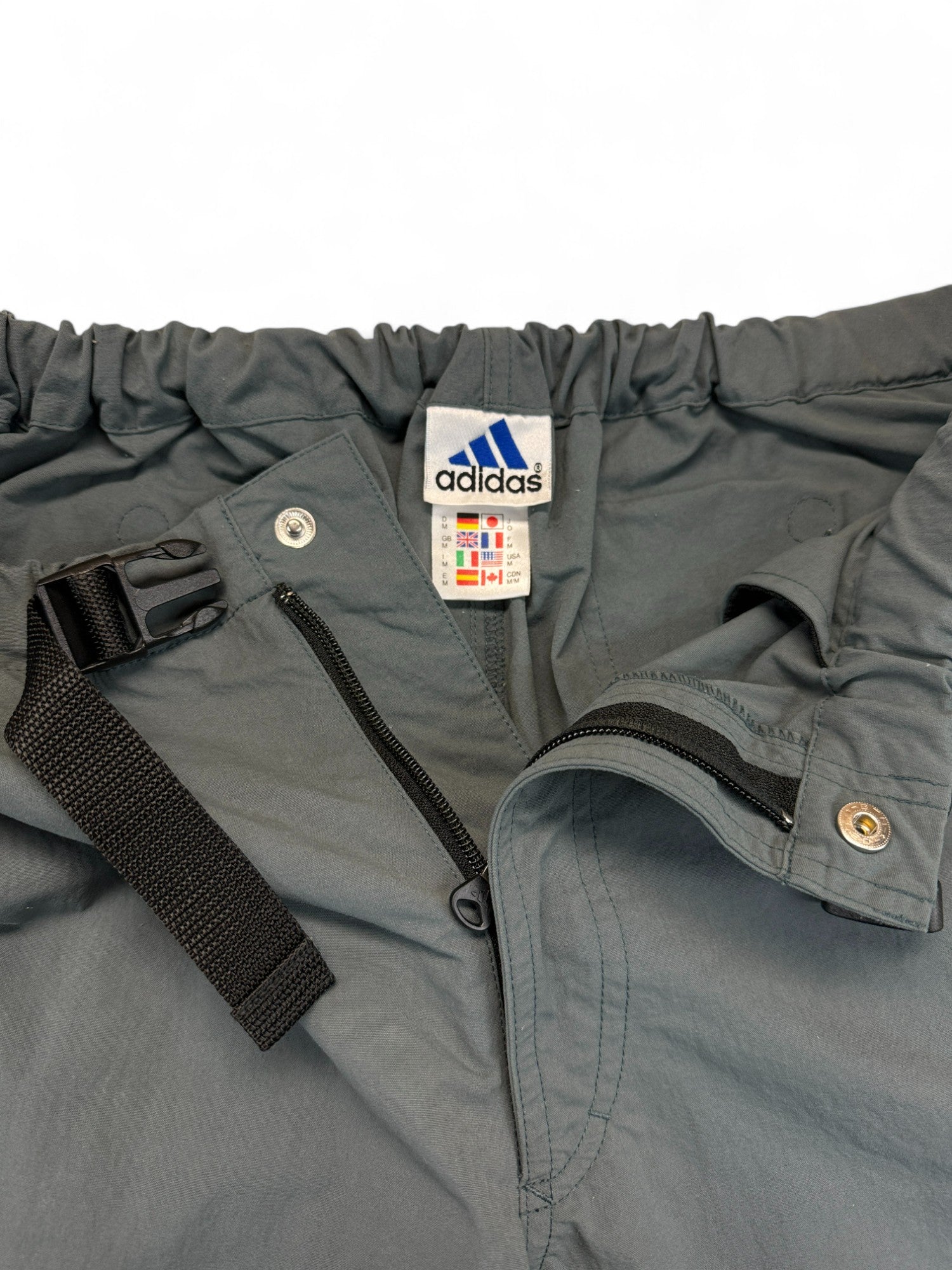 Vintage Adidas Shorts 90s ClimaShell Cargo Nylon Grau/Blau M