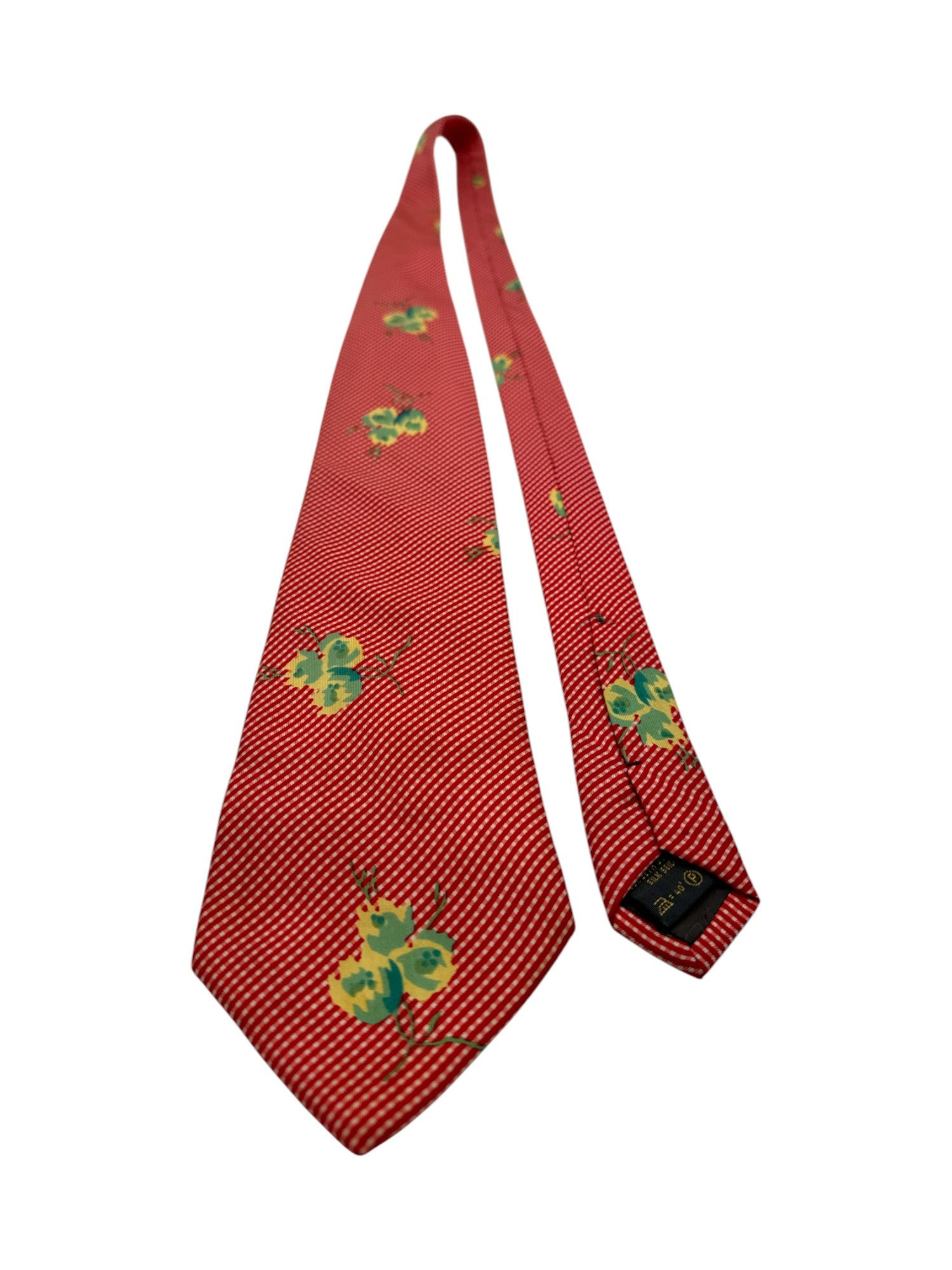 Vintage Karl Lagerfeld Krawatte 90s Made In Italy Seide Floral Print Rot - RareRags