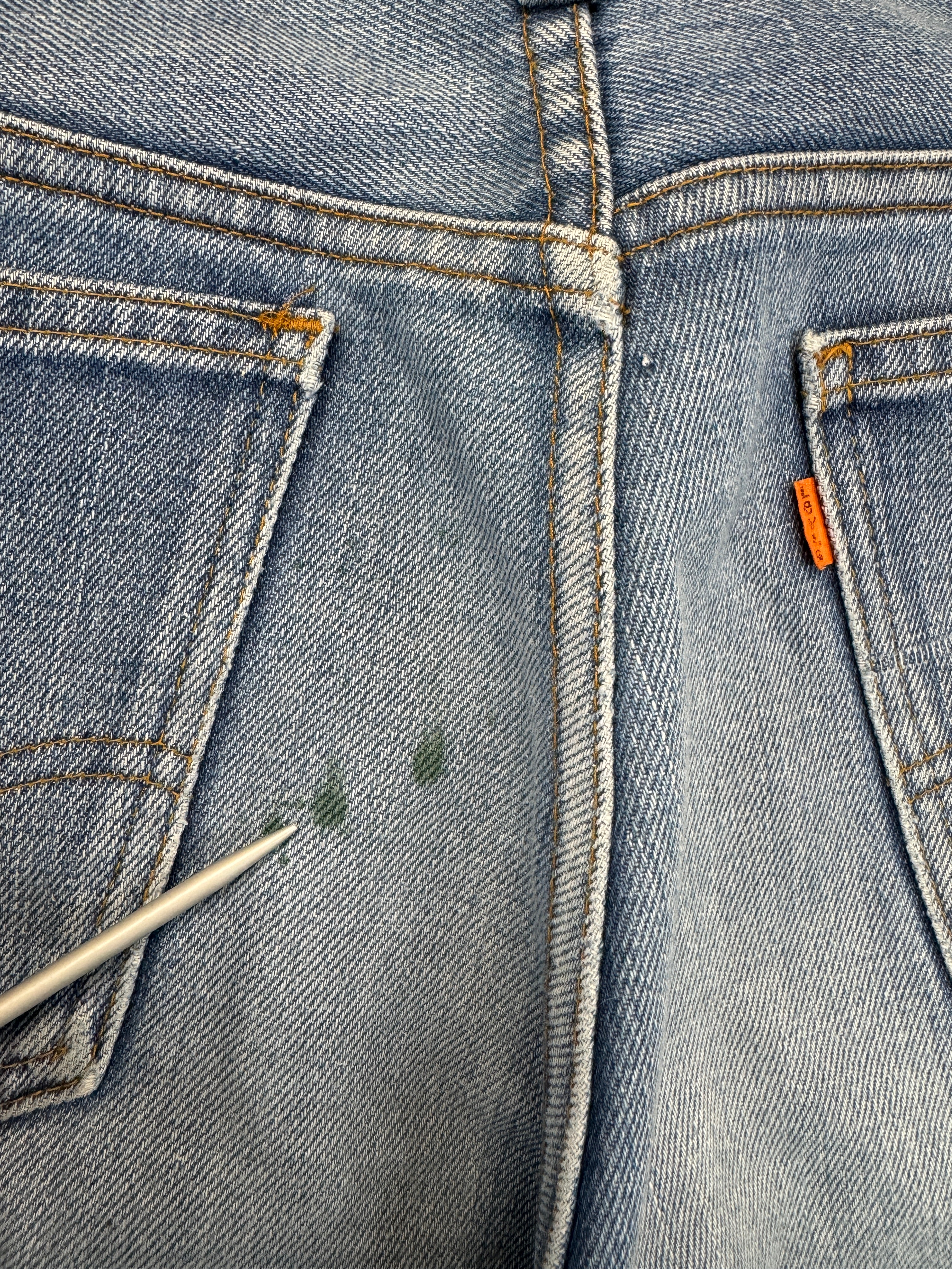 Vintage Levis Shorts 1977 Orange Tab 505 Talon-42-Zip Blau W31