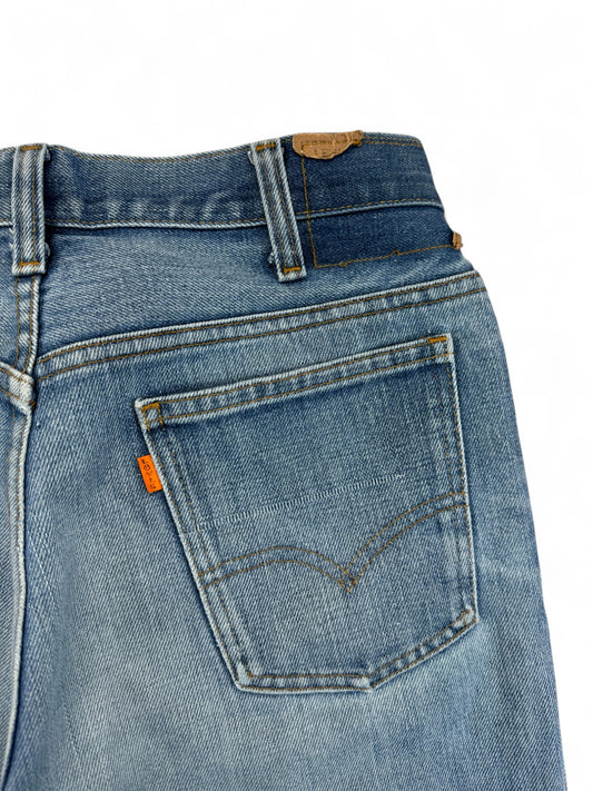 Vintage Levis Shorts 1977 Orange Tab 505 Talon-42-Zip Blau W31