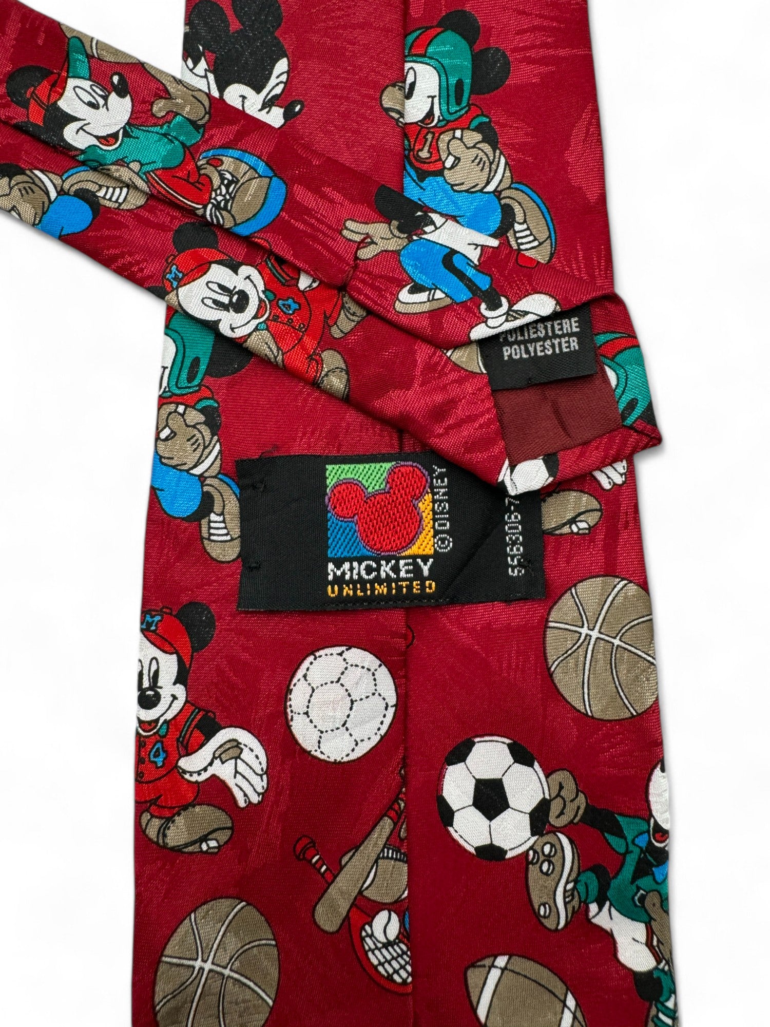 Vintage Mickey Unlimited Krawatte Micky Maus x Sportarten Rot