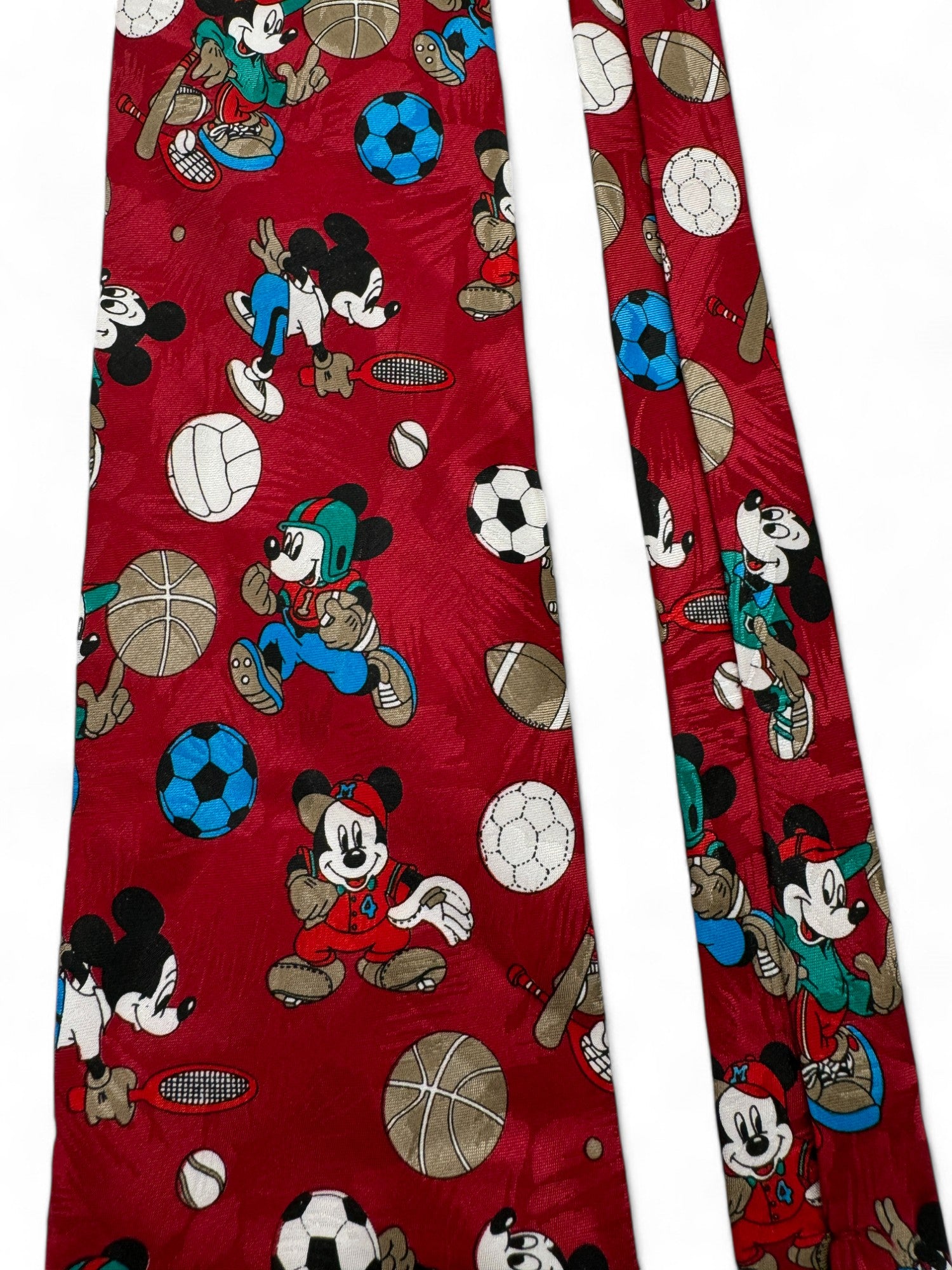 Vintage Mickey Unlimited Krawatte Micky Maus x Sportarten Rot