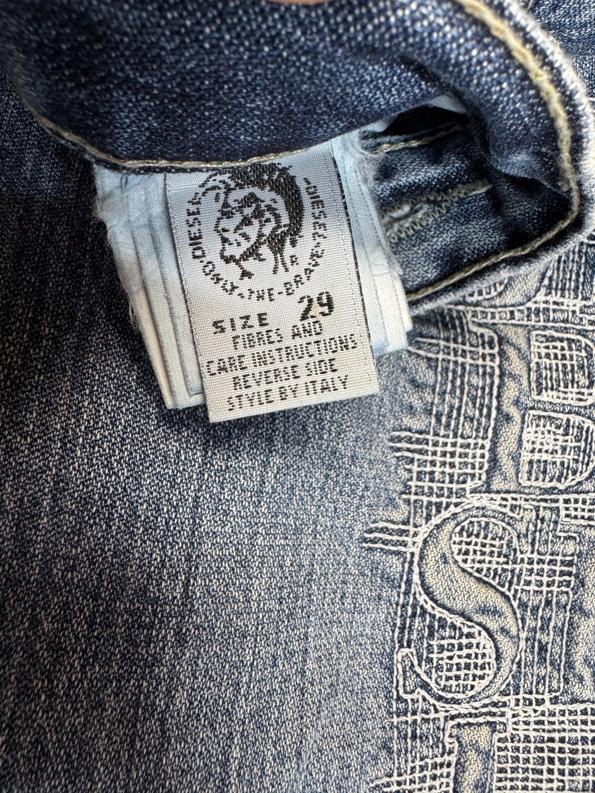 00s Diesel Jeans Low Waist Made In Italy Hellblau 29 - RareRags