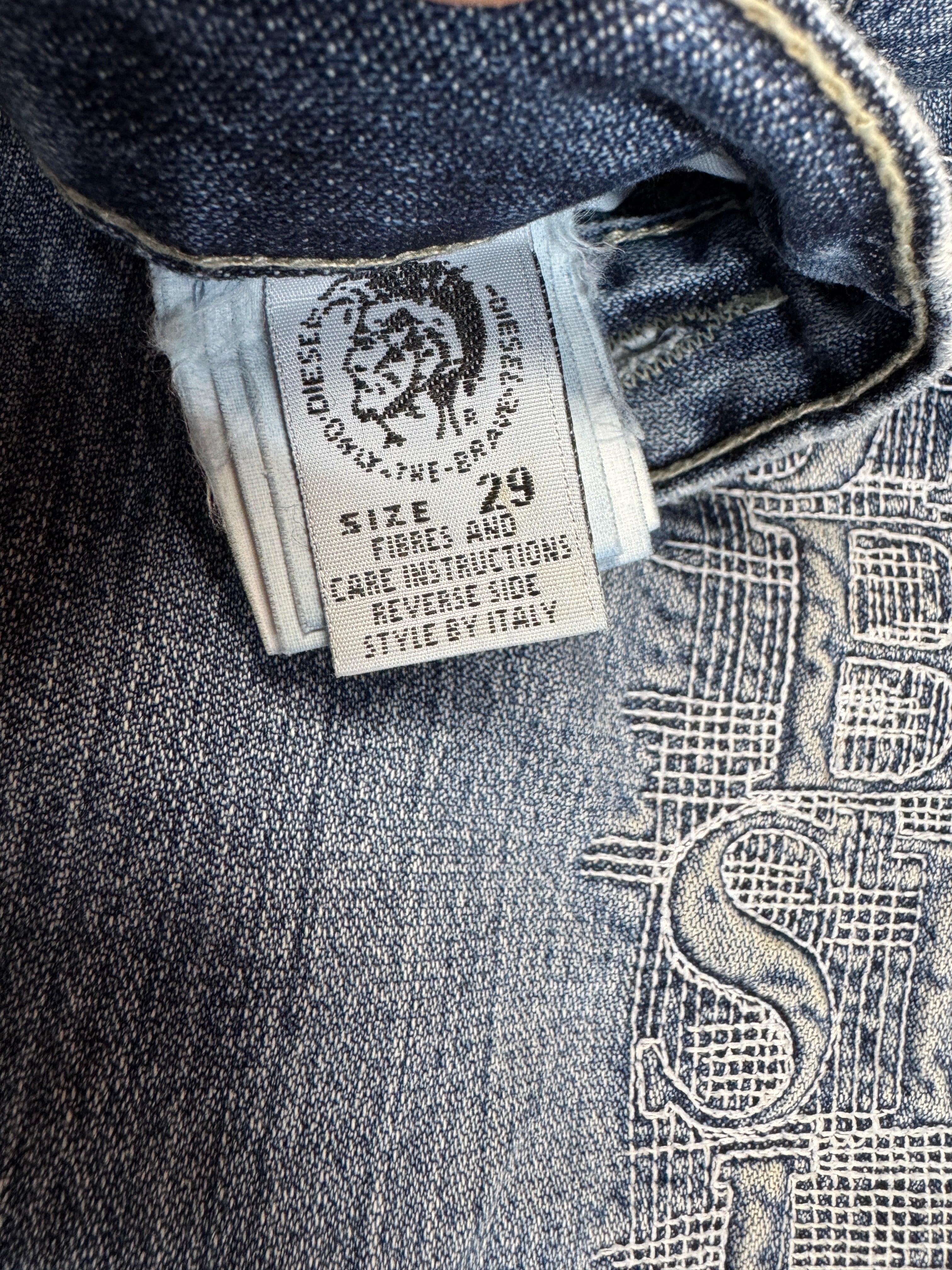 00s Diesel Jeans Low Waist Made In Italy Hellblau 29 - RareRags