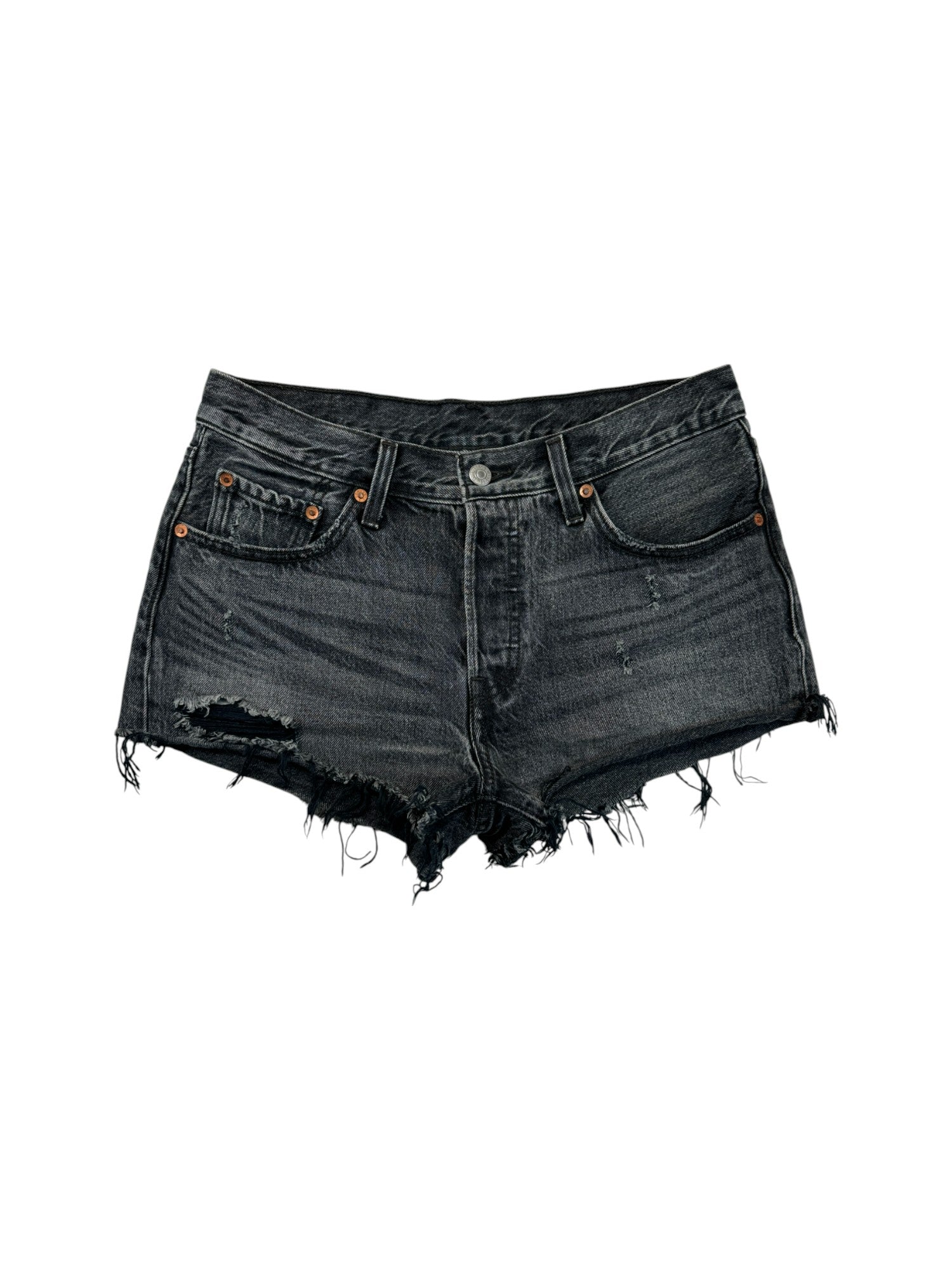 Levis Hotpants 501 Distressed Grau/Schwarz W28