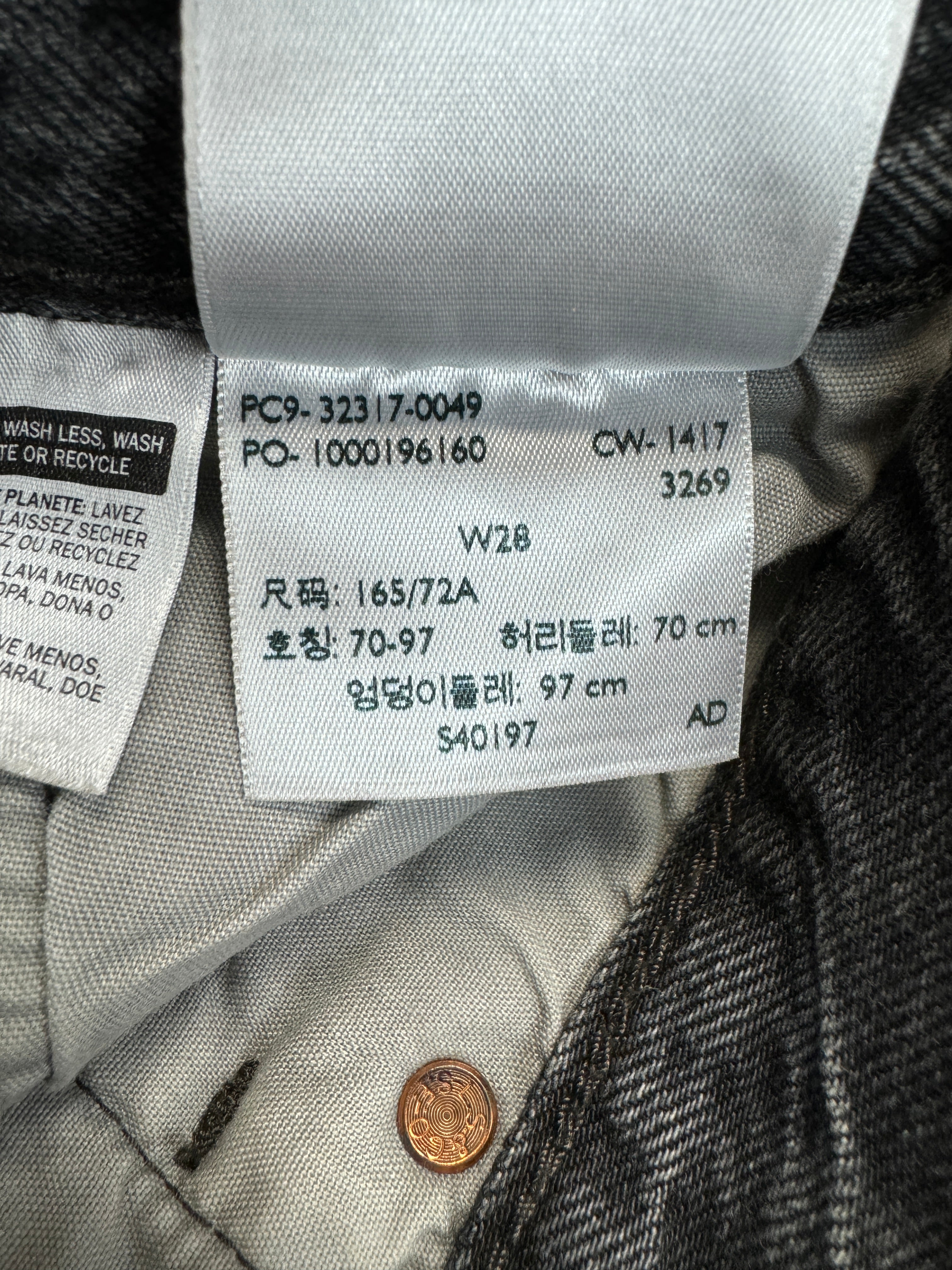 Levis Hotpants 501 Distressed Grau/Schwarz W28