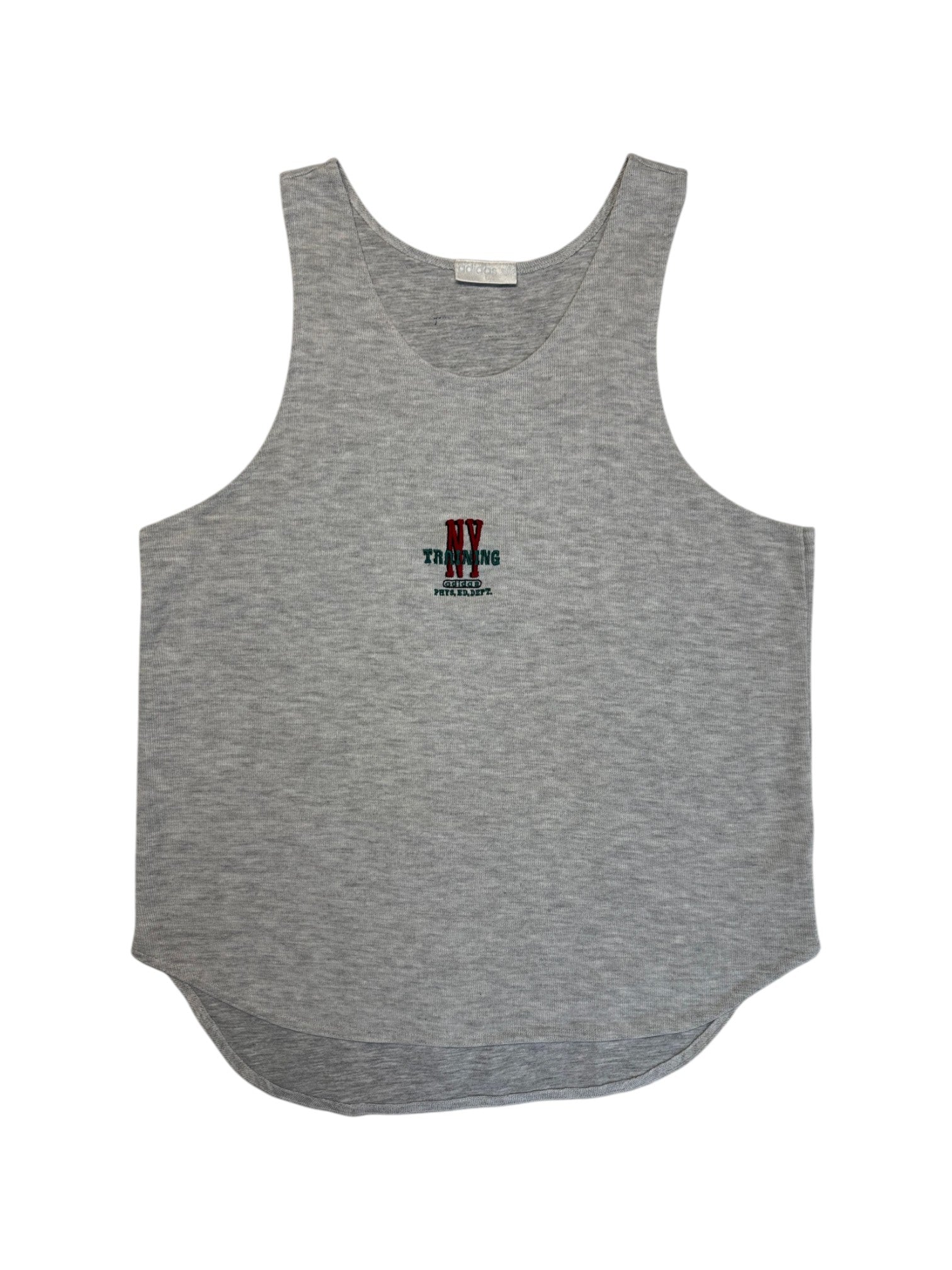 90s Adidas Training Tank Top Doppelripp Made In Singapore Grau L - RareRags