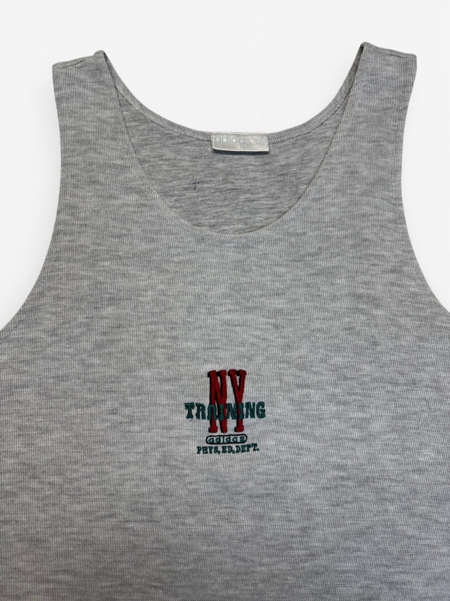 90s Adidas Training Tank Top Doppelripp Made In Singapore Grau L - RareRags