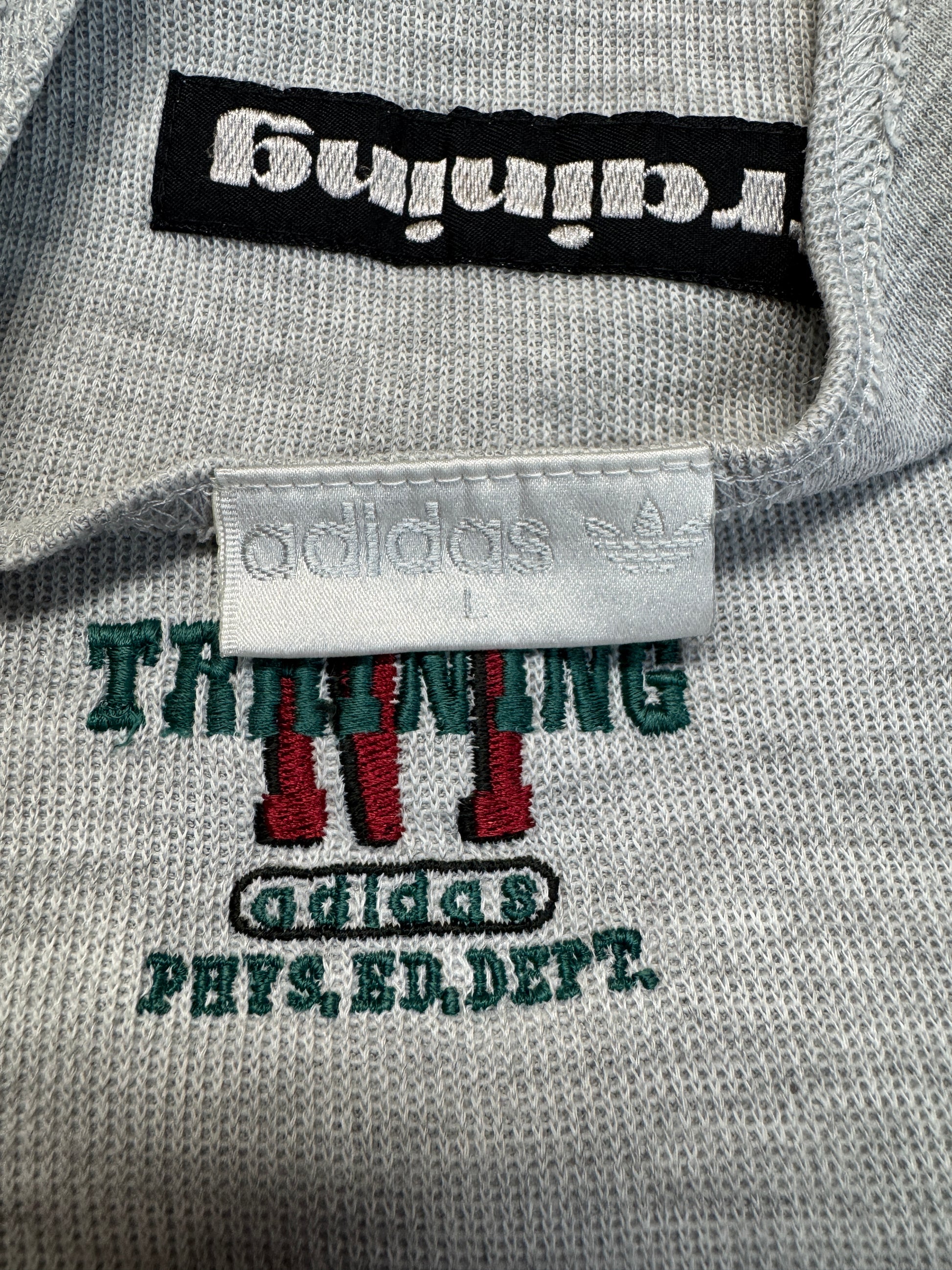 90s Adidas Training Tank Top Doppelripp Made In Singapore Grau L - RareRags