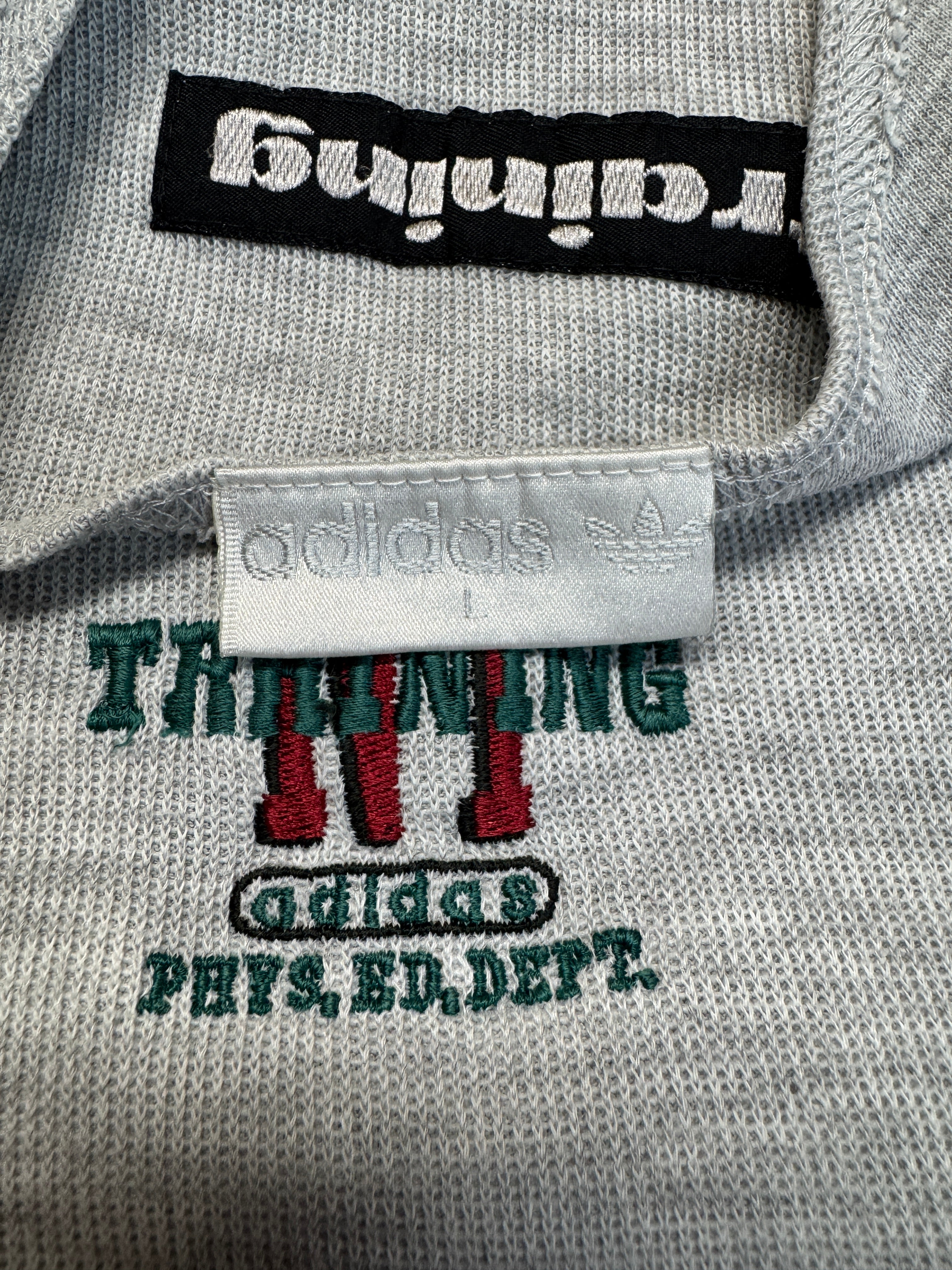 90s Adidas Training Tank Top Doppelripp Made In Singapore Grau L - RareRags