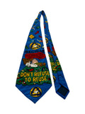 Vintage Peanuts Krawatte 90s Snoopy "don't refuse to reuse" Blau
